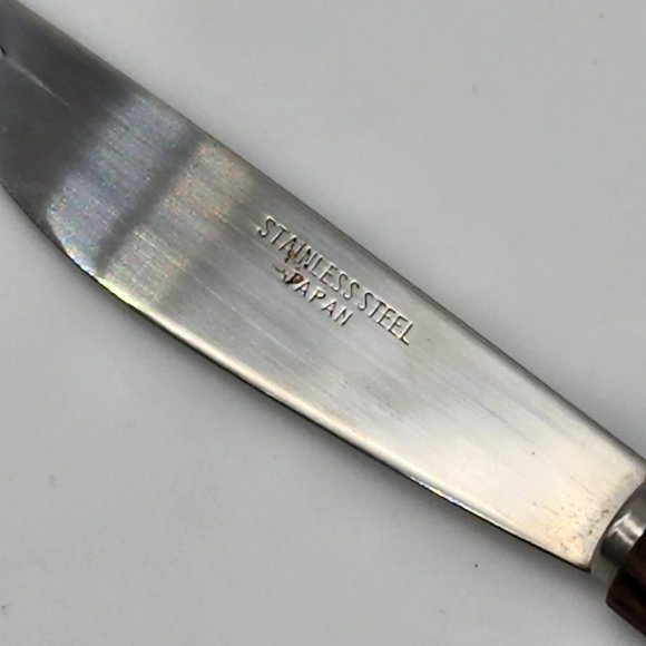 Vintage Teak and Chrome Cheese Tray w/ stylized Fruit Tile Magnetic Knife - Picture 7 of 7